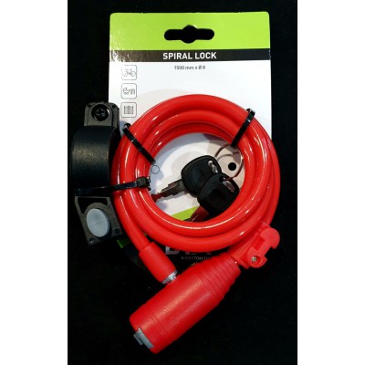 Κλειδαριά BTA Spiral Lock Red 1500x8 Κλειδαριά BTA Spiral Lock Red 1500x8