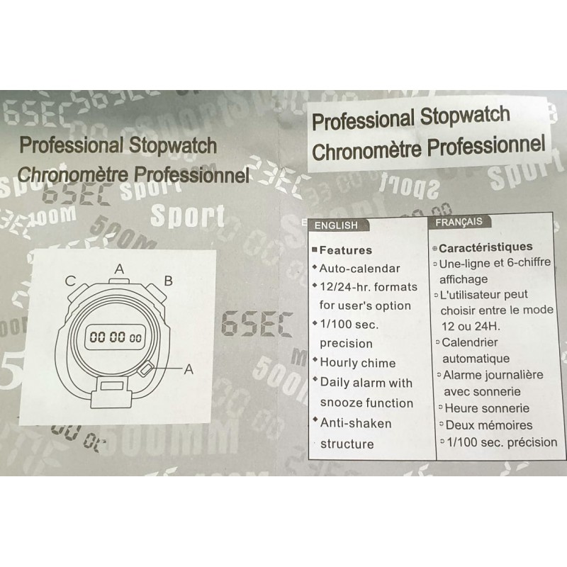 Χρονόμετρο Χειρός 1/100 sec Stopwatch with laps TF1101 Χρονόμετρο Χειρός 1/100 sec Stopwatch with laps TF1101